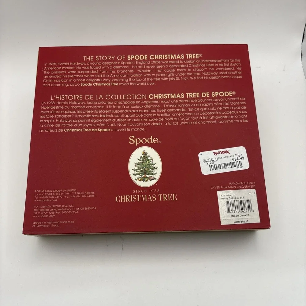 Spode Christmas Tree~Pastry Forks~Set of 6~New in Box